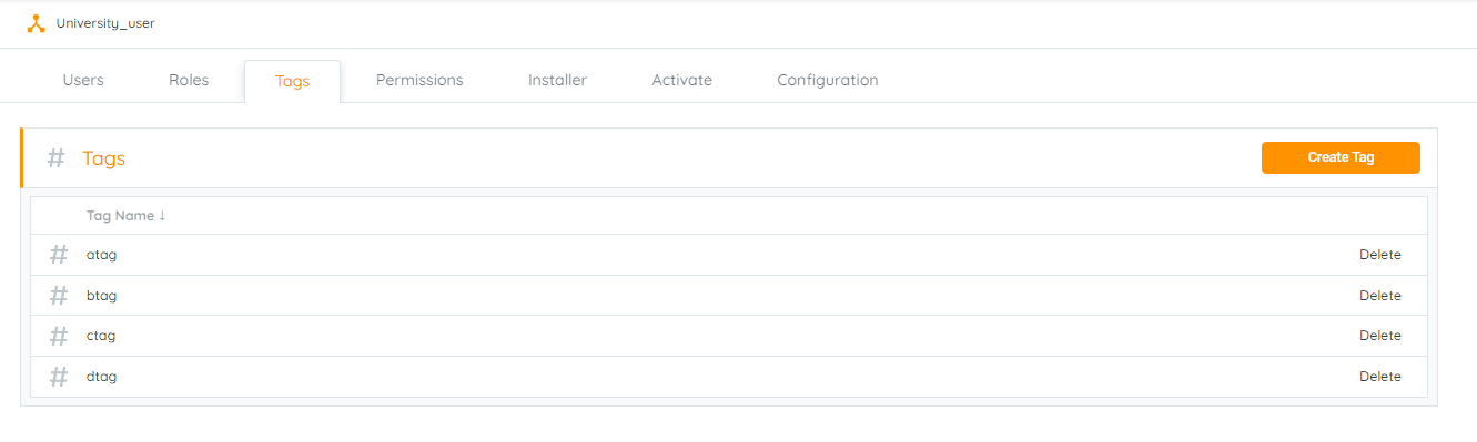 Create as many unique tags as needed; they will be listed in the Tags tab