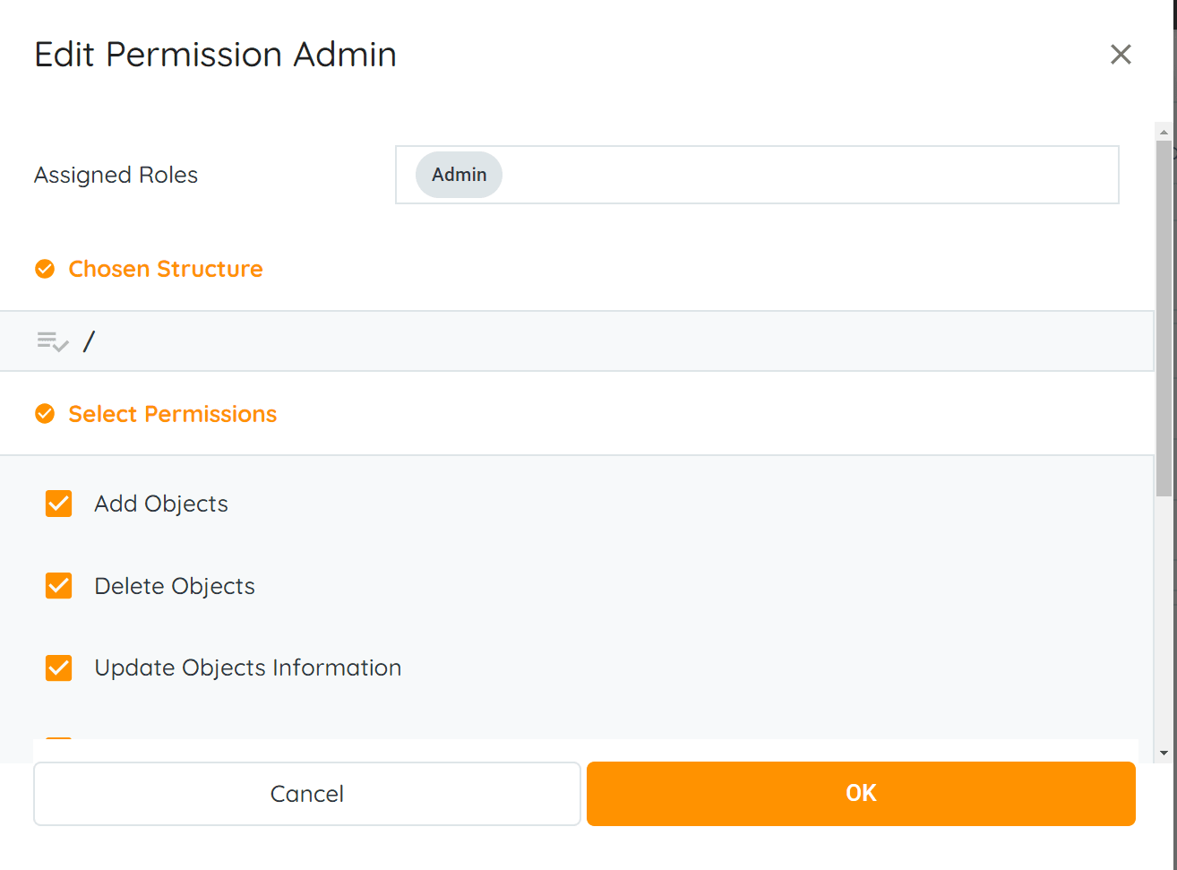 Modify individual permissions by selecting or deselecting checkboxes