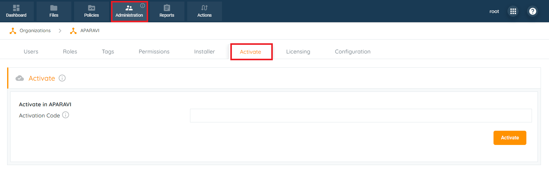 To activate an APARAVI node, use the activation code in the installer tab. Log in to your client ...