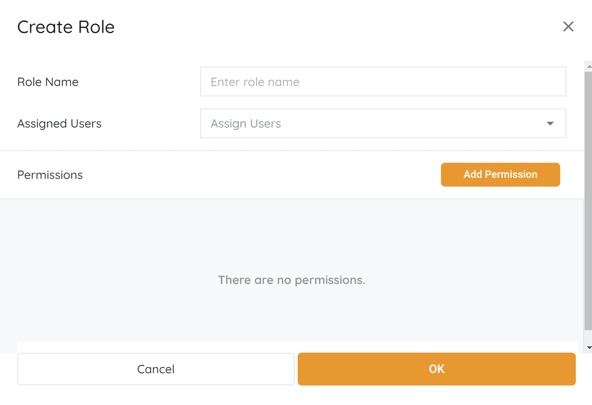Entering role name and assign users from the drop-down list