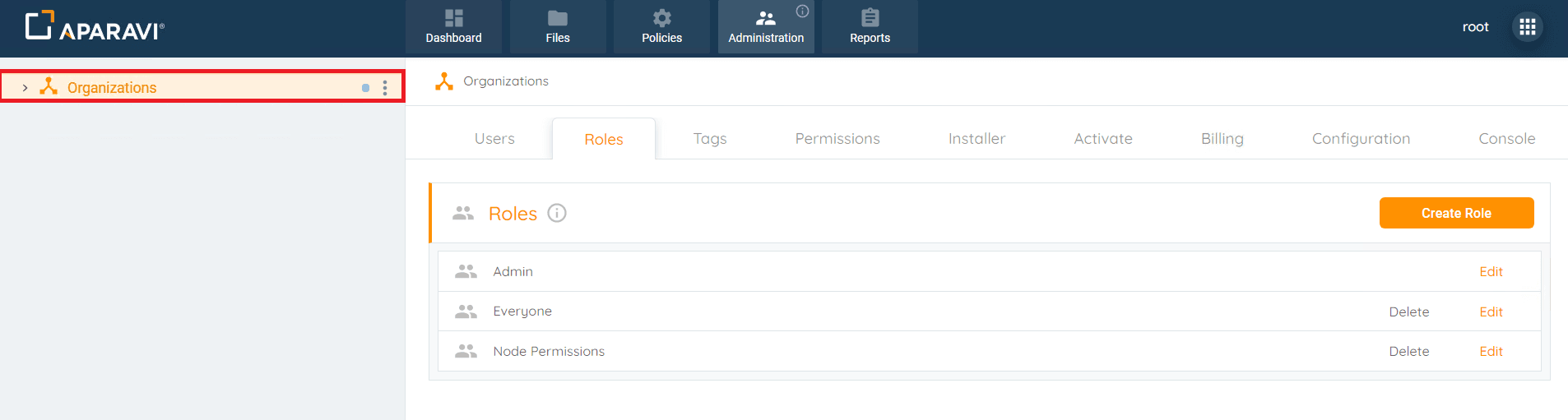 Administration Tab and then click