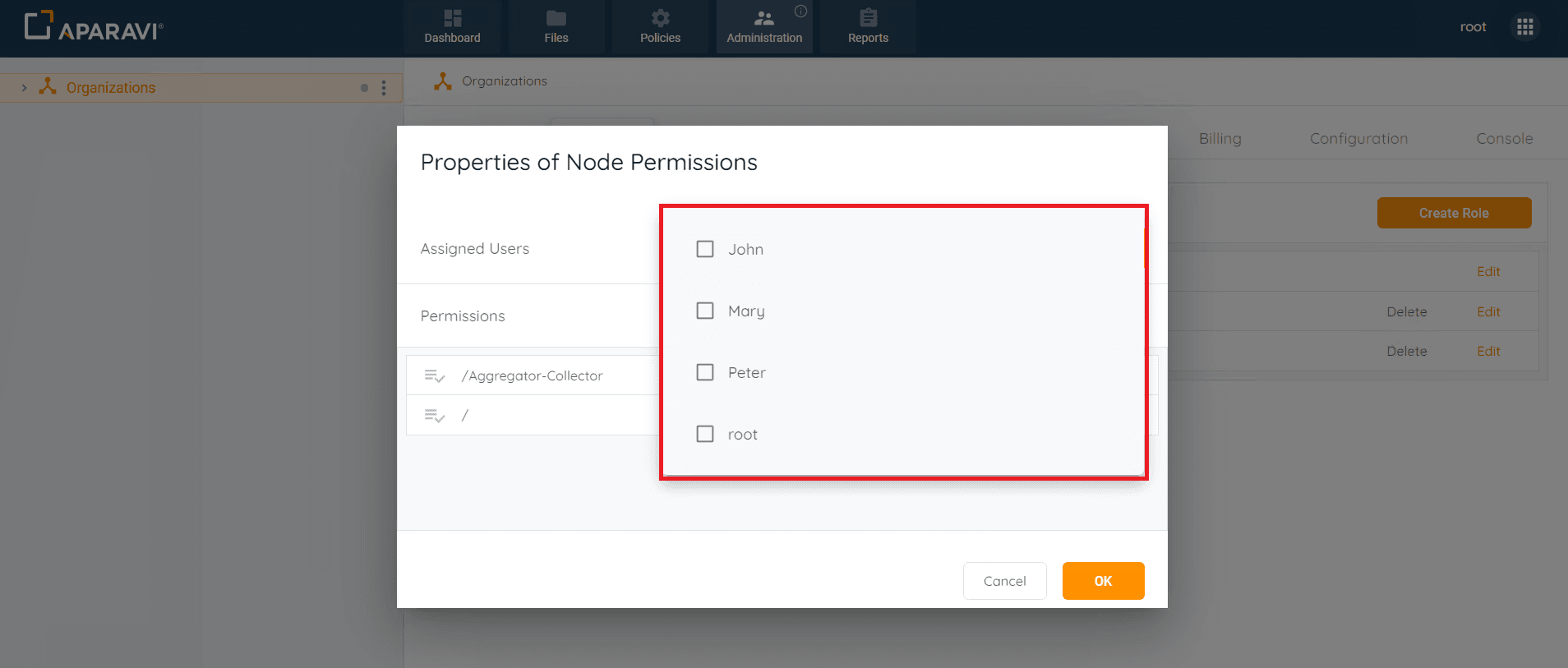 In the pop-up box, remove users by unchecking the checkboxes next to their names in the User Role...