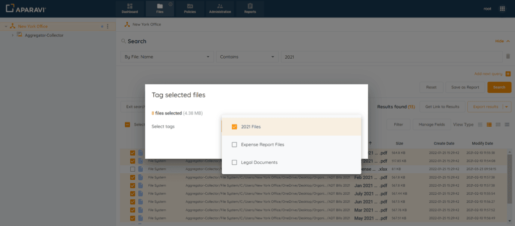 Dropdown-Menü verwenden, um die Liste der verfügbaren Tags anzuzeigen