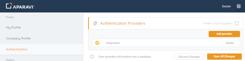 Authentication: once the desired provider has been selected, click OK to accept. If you would like to add another...