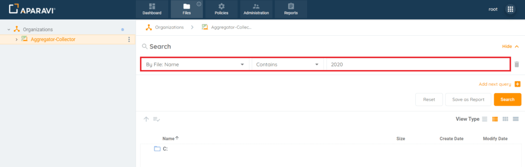 New search — Searching for Files by Classification Hits