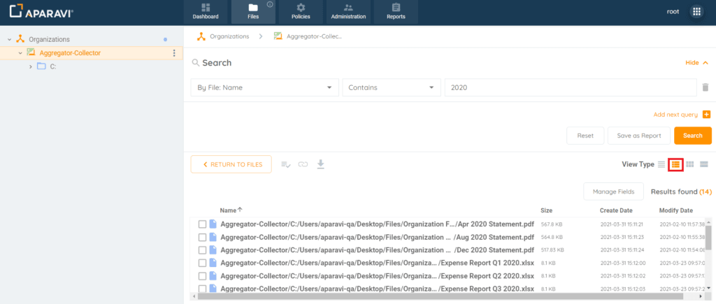 Details view 1 — Searching for Files by Classification Hits