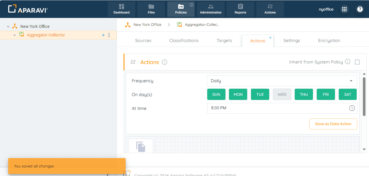 The system will now perform Actions on files from the source and move them to the target during t...