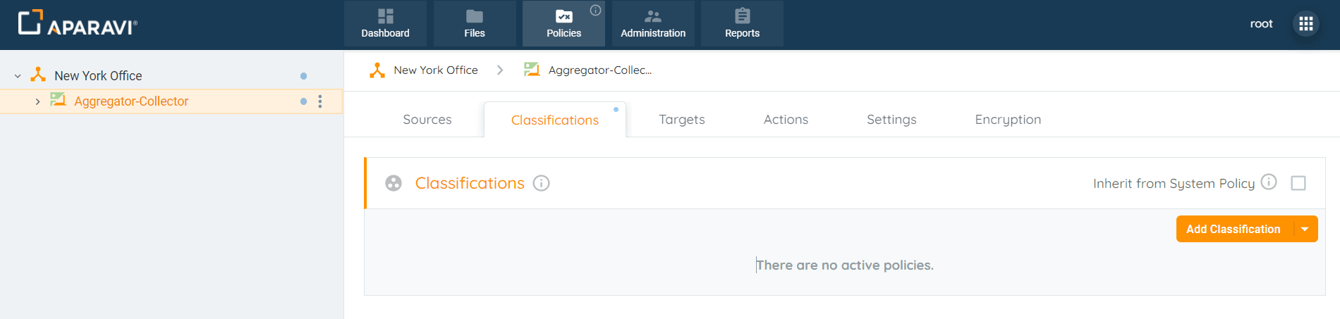 Configure the node's inheritance policy by selecting the checkbox next to the label "Inherit from...