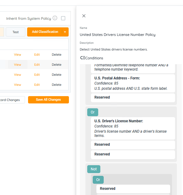 By EDITing the classification, you can update weights and AND/OR type rules for the classification