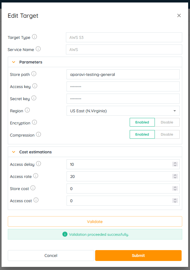 Once all required fields have been completed, click on the Validate button