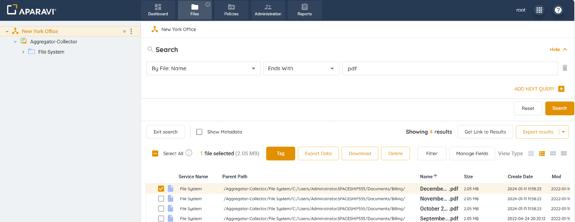 Selecting checkbox located to the left of the file's name. this will select the file for export