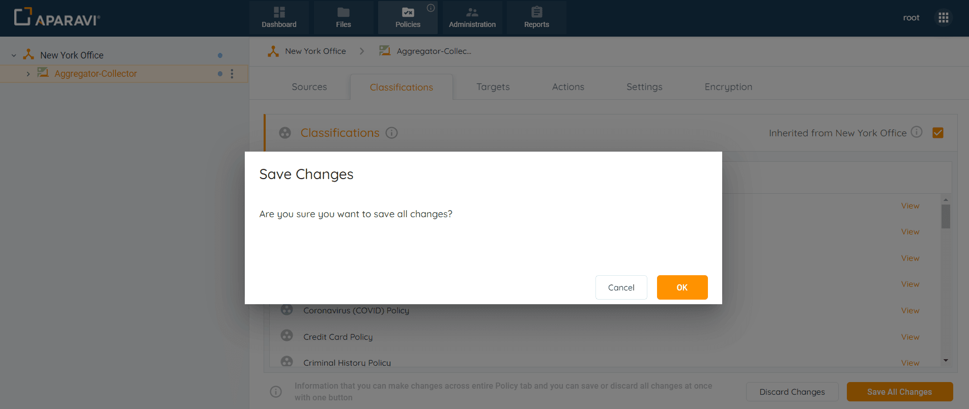 OK to apply the classification inheritance policies