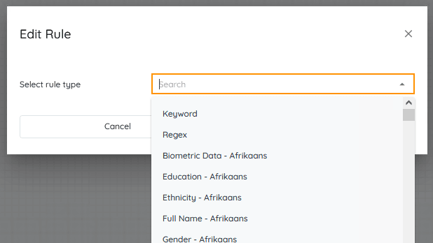 You'll now have an option to define your rule. Most custom rules will be KEYWORD based