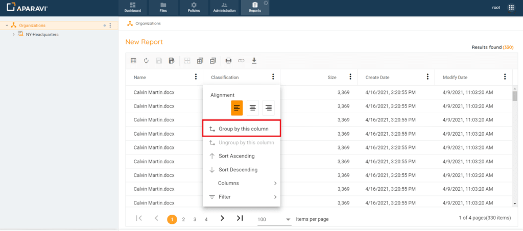 Selecting group by this column option