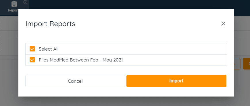 Click on the checkbox to select the report, once selected the checkbox will have an orange backgr...