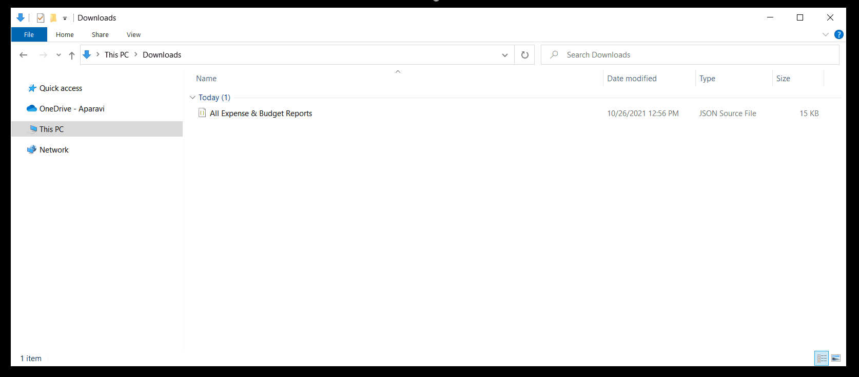 Aparavi will generate the file for the selected reports and when complete, it will be in your dow...