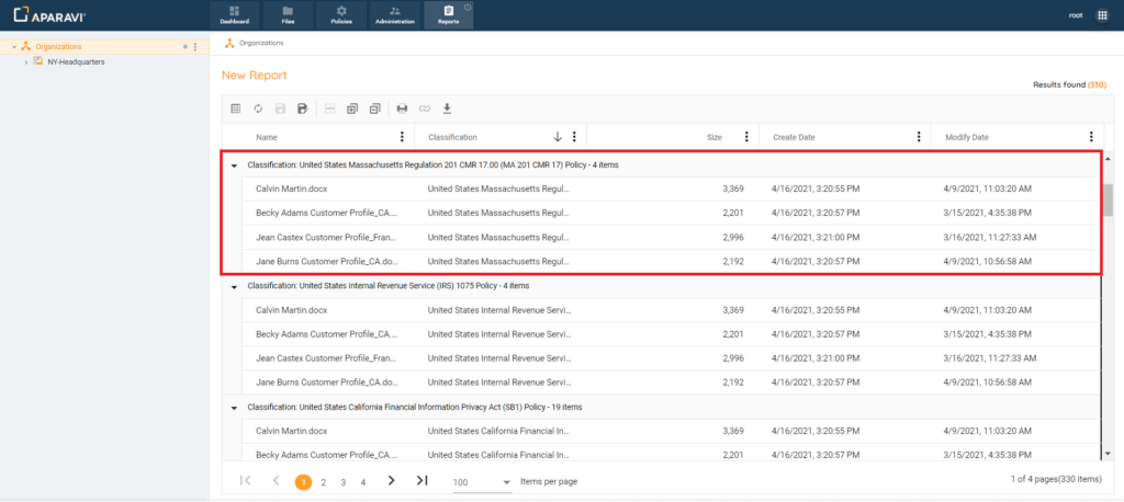 As a result of grouping, files are
