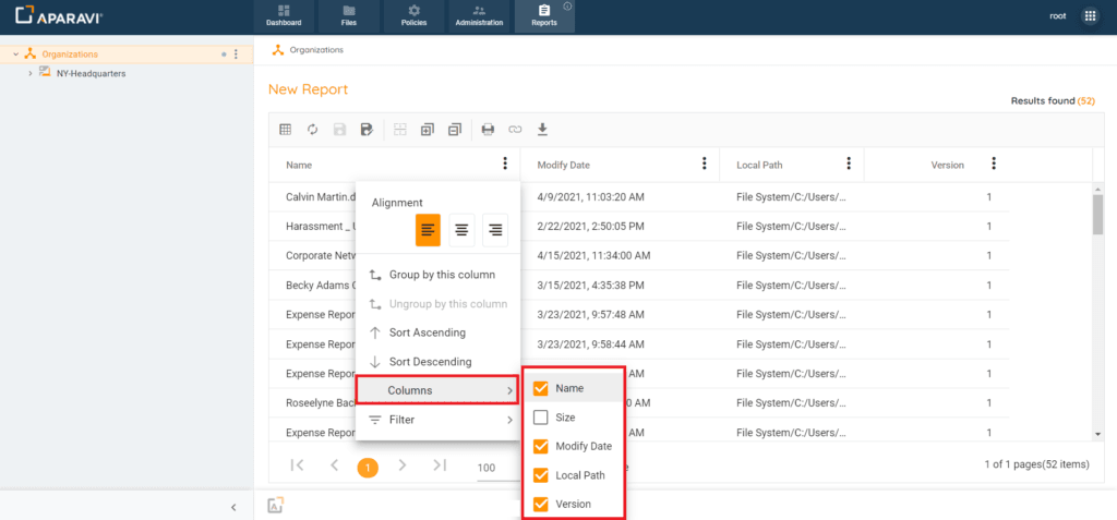 Uncheck Size column. The column will be automatically hidden