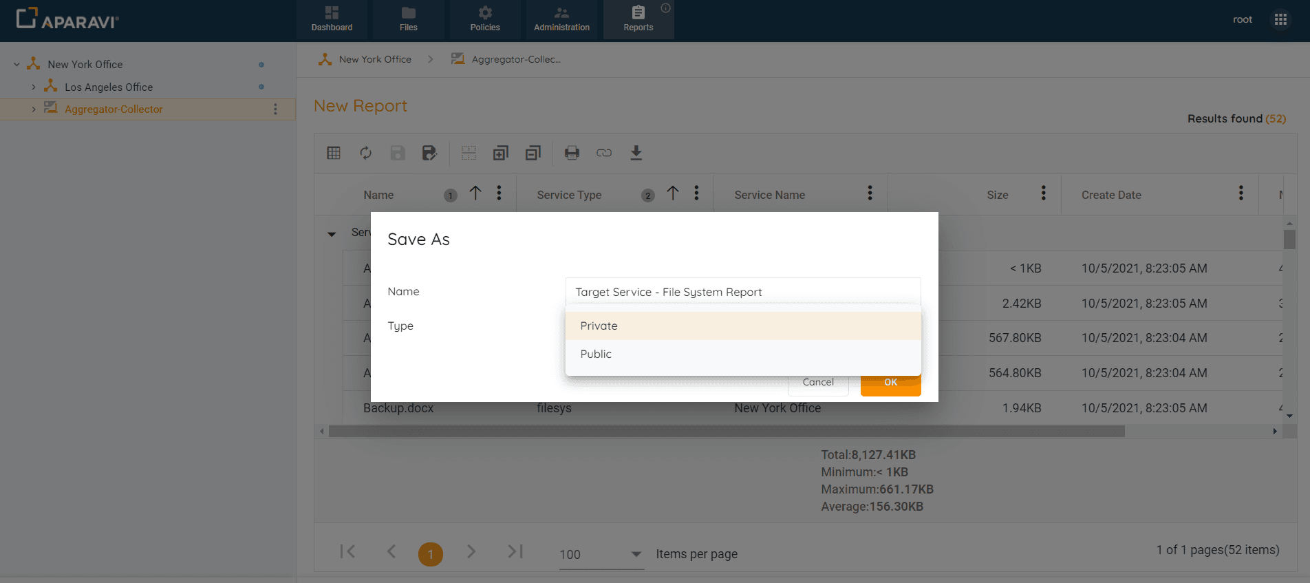 Inside the Save As pop-up box, choose whether the report will be a Private report or Public report