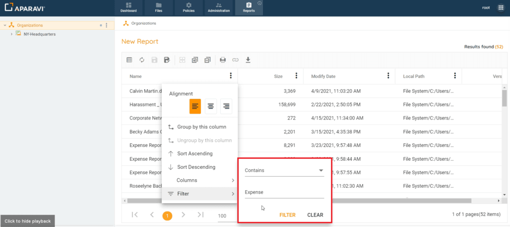 Change "Starts With" to "Contains" and add the search criteria, e.g. "Expense"