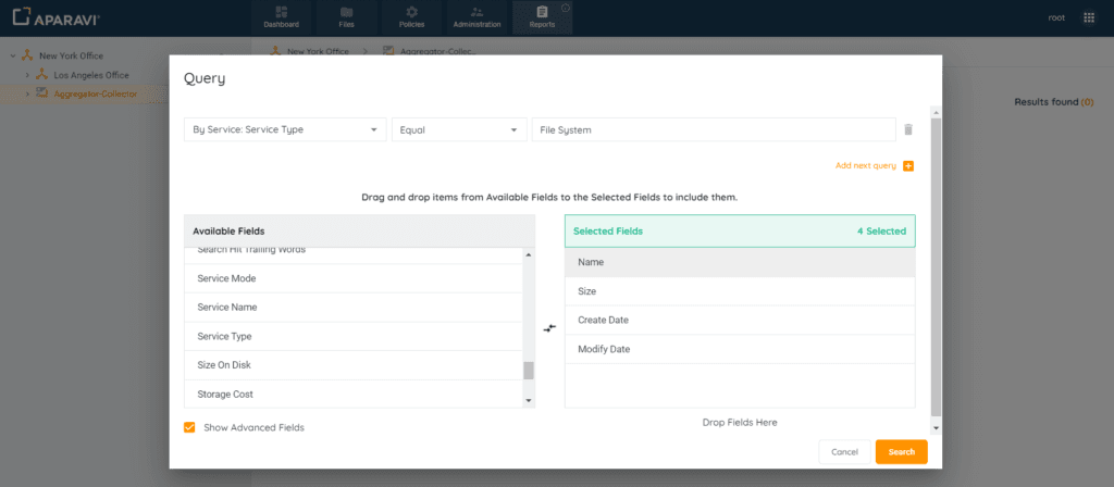 Show Advanced Fields: to add or remove these fields, follow the same steps as above