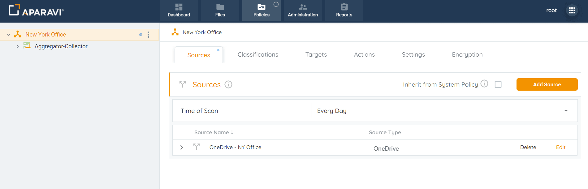 Overview: 1. Click on the Policies tab. By default, the system will navigate to the Sources subtab