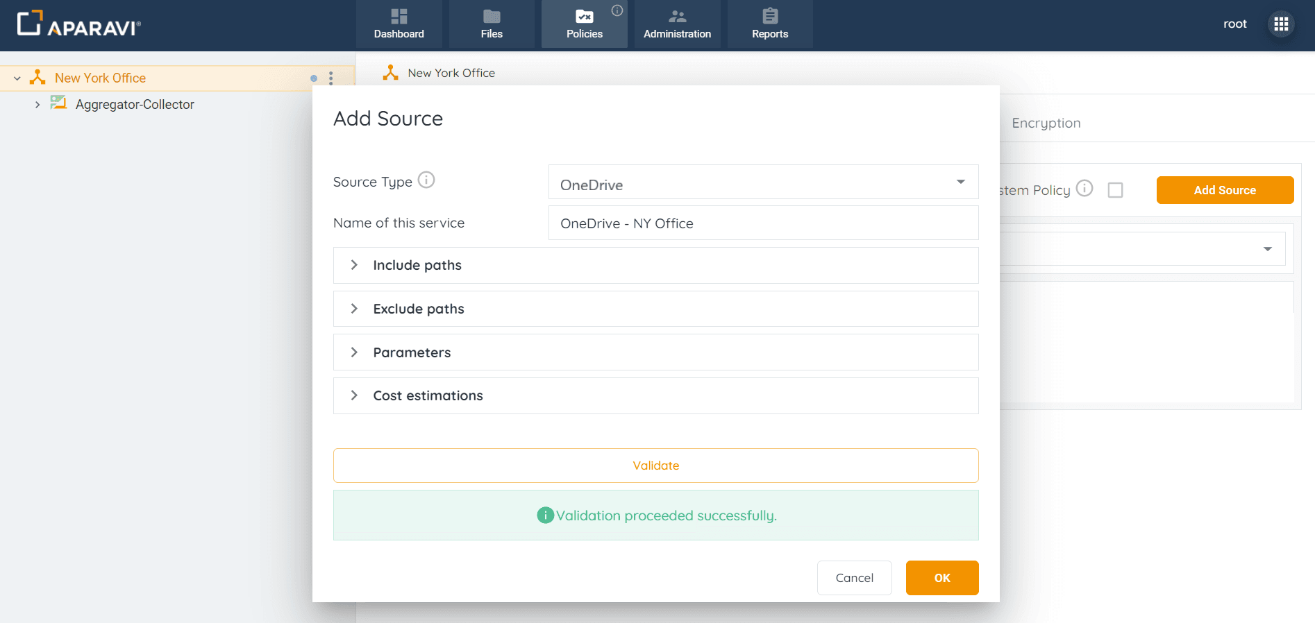 Adding a OneDrive/Sharepoint/Outlook Source: 5. After completing all sections within the Add source pop-up box, select...