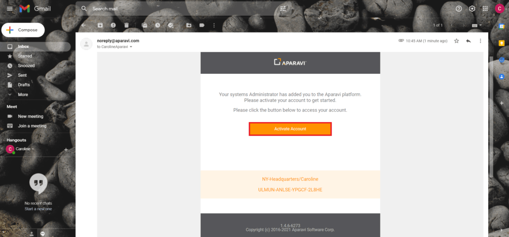 Activate Account button