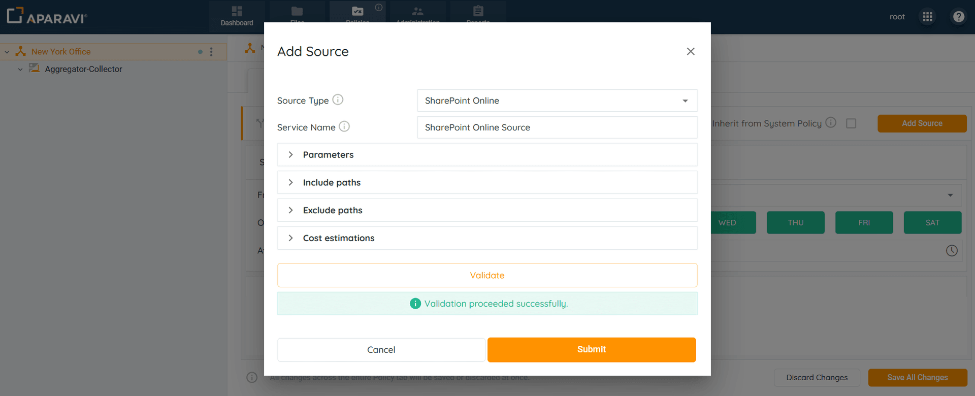 Overview: 6. Once the SharePoint Online settings have been validated, click OK