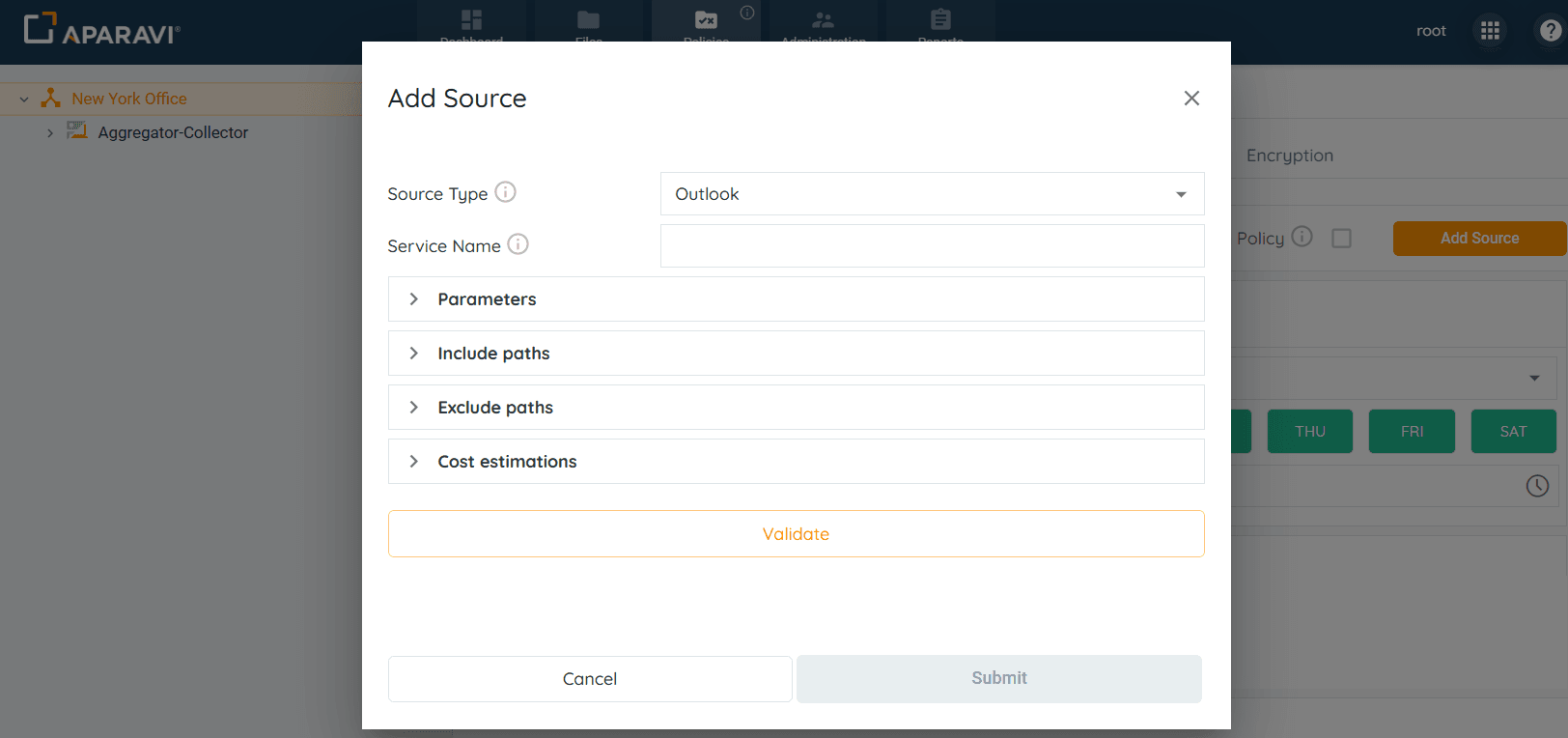 Select Outlook from the drop-down