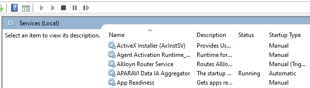 The APARAVI Data IA (module) service is up and running