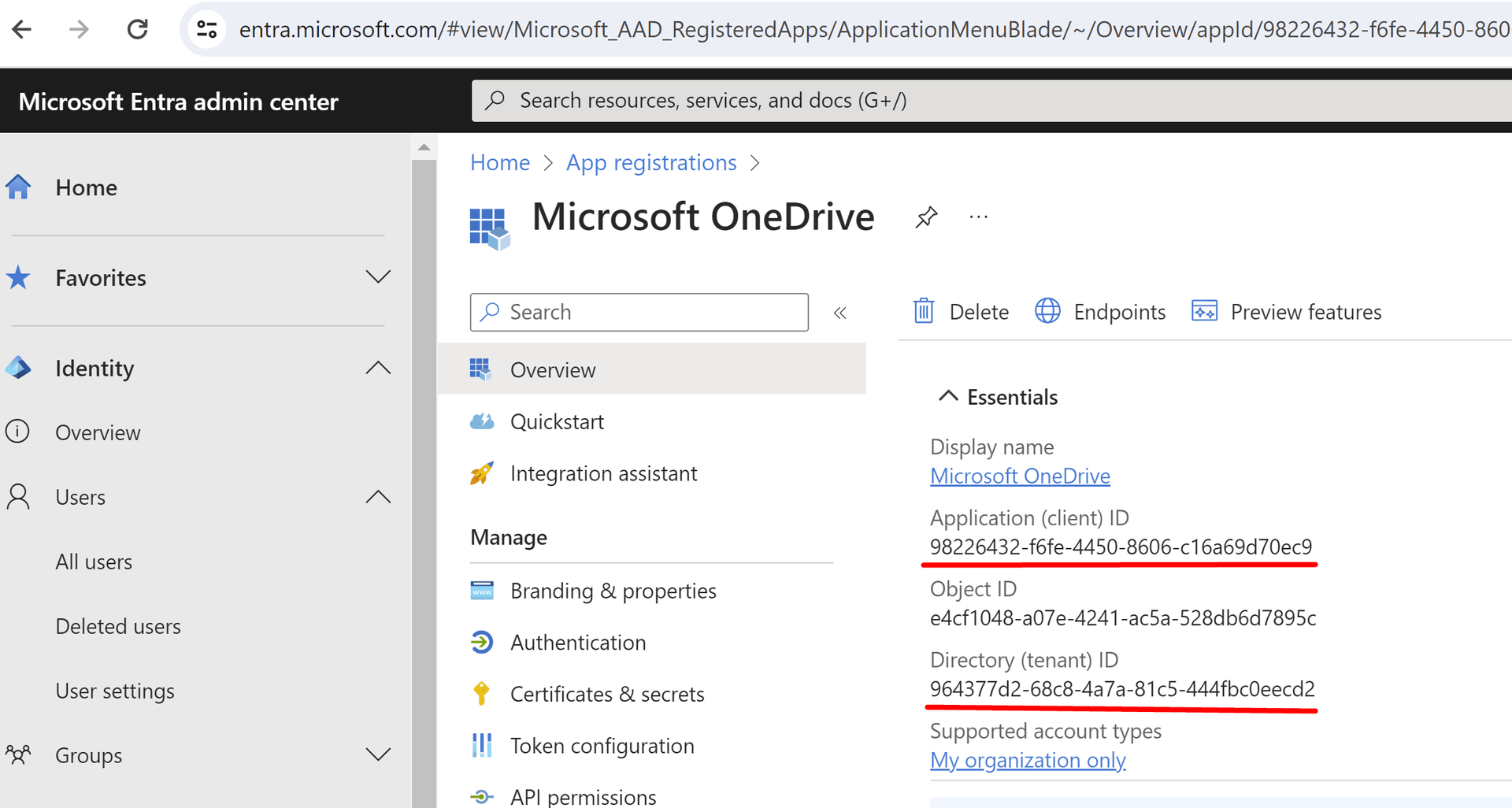 Source or Target Configuration Parameters for Microsoft connectors.: client Secret: It is the key that will be used by ...