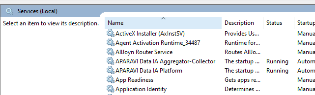 Once it completes the install, confirm the Aparavi services are running
