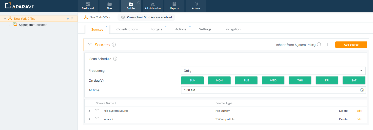 Policies tab