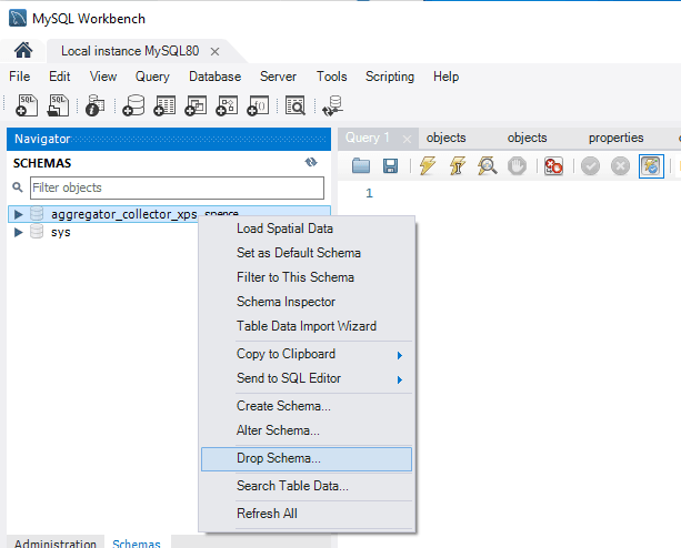 Uninstalling :: for cases where you may wish to remove the database, open MySQL workbench