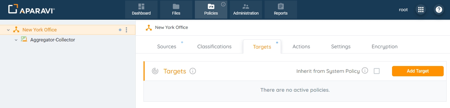 Add Target button