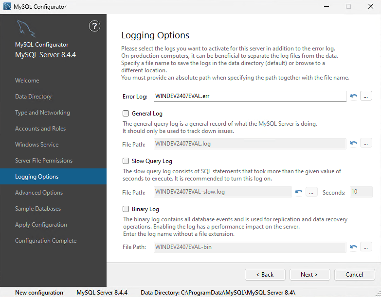 MySQL Server - Windows — Detailed Installation