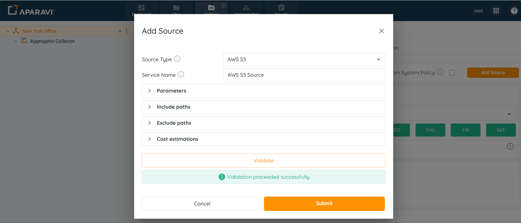 Once the AWS S3 settings have been validated, click OK
