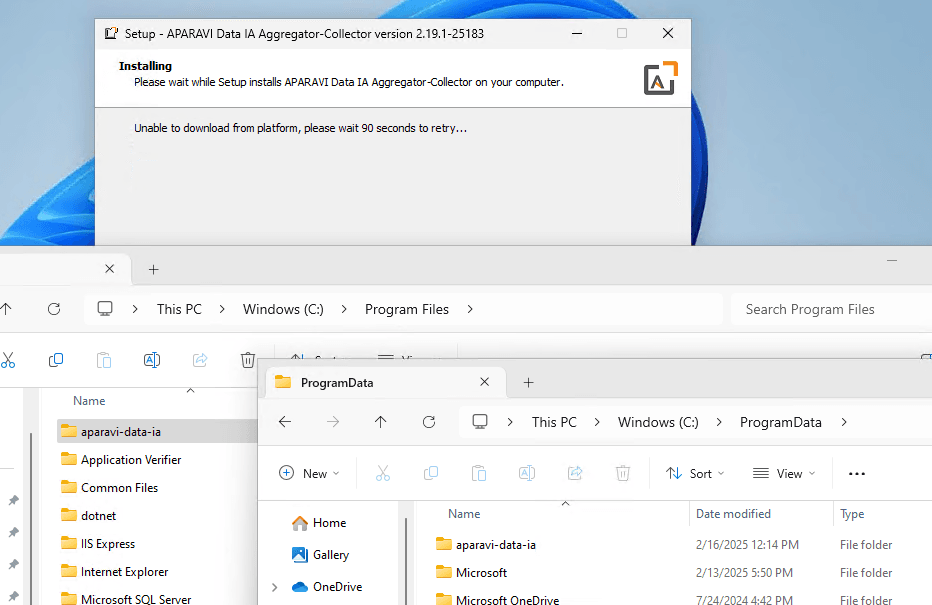 Occasionally, the installer will have to wait for the files to finish copying. Once the PROGRAMDA...