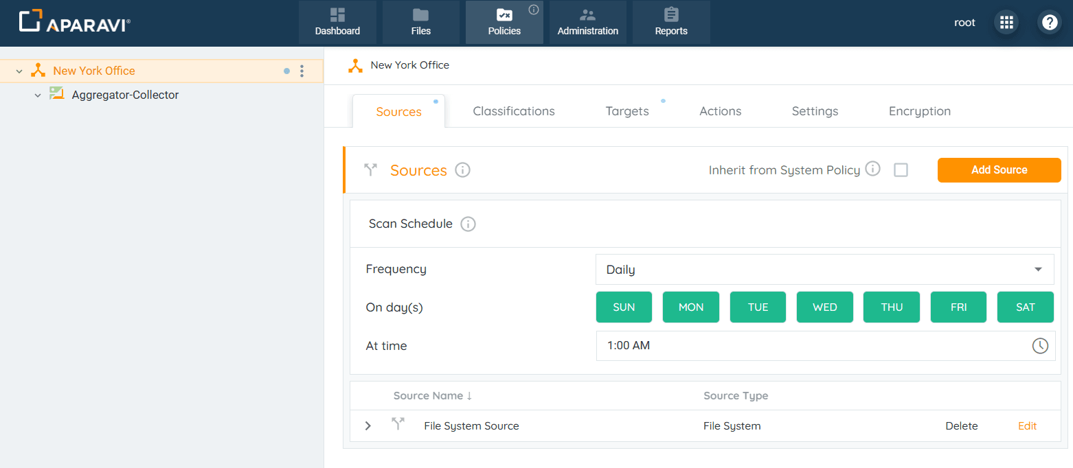 Policies tab