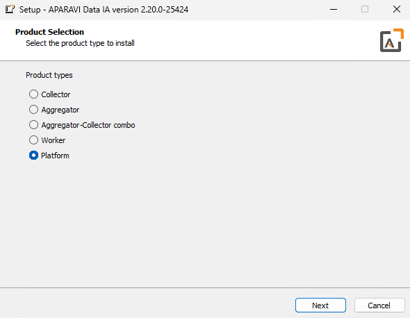 After kicking off the install executable, choose what module to install