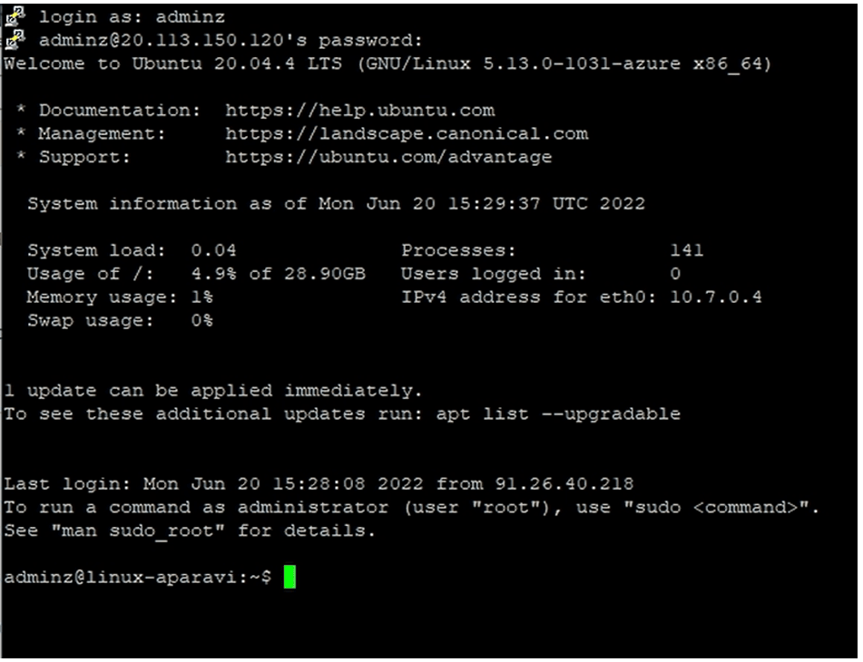 Connecting to the VM: a terminal window will open where you will need to input your username and password that was conf...
