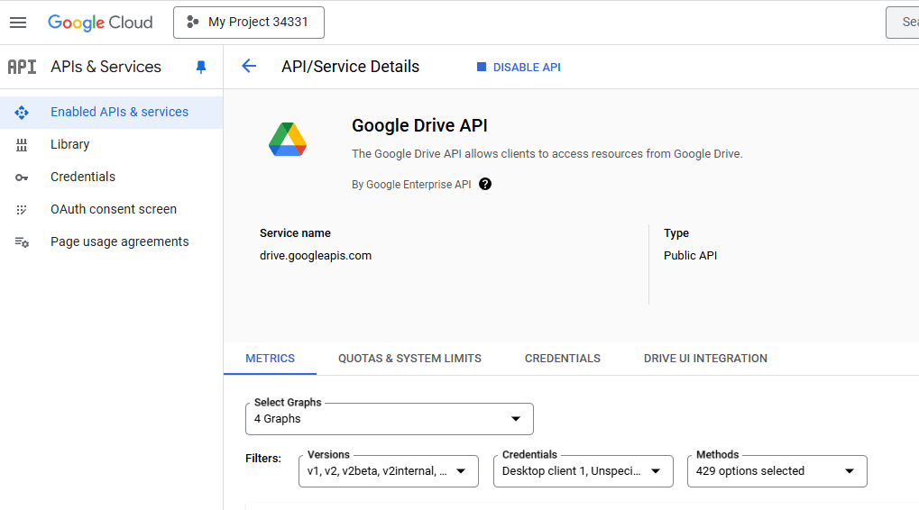 Enable the APIs: enable the Google Drive API: https://console.developers.google.com/apis/api/drive.googleapis.com