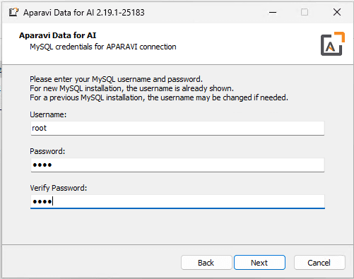 Entering a password for the the user "root". the all-in-one installer will always use root vs another username
