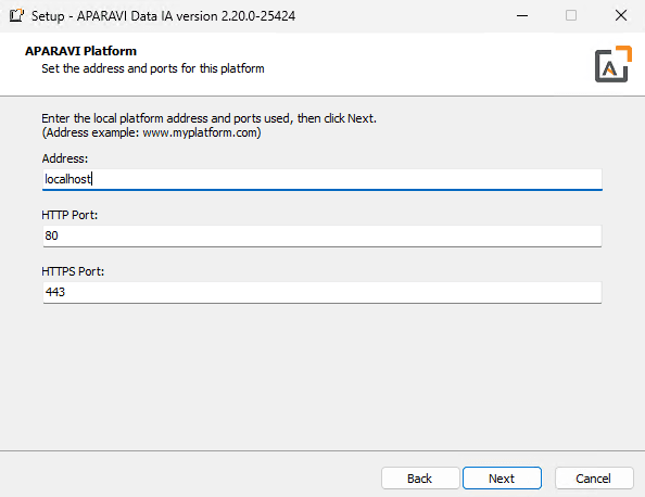 The address and ports for the Platform (generally localhost is fine)