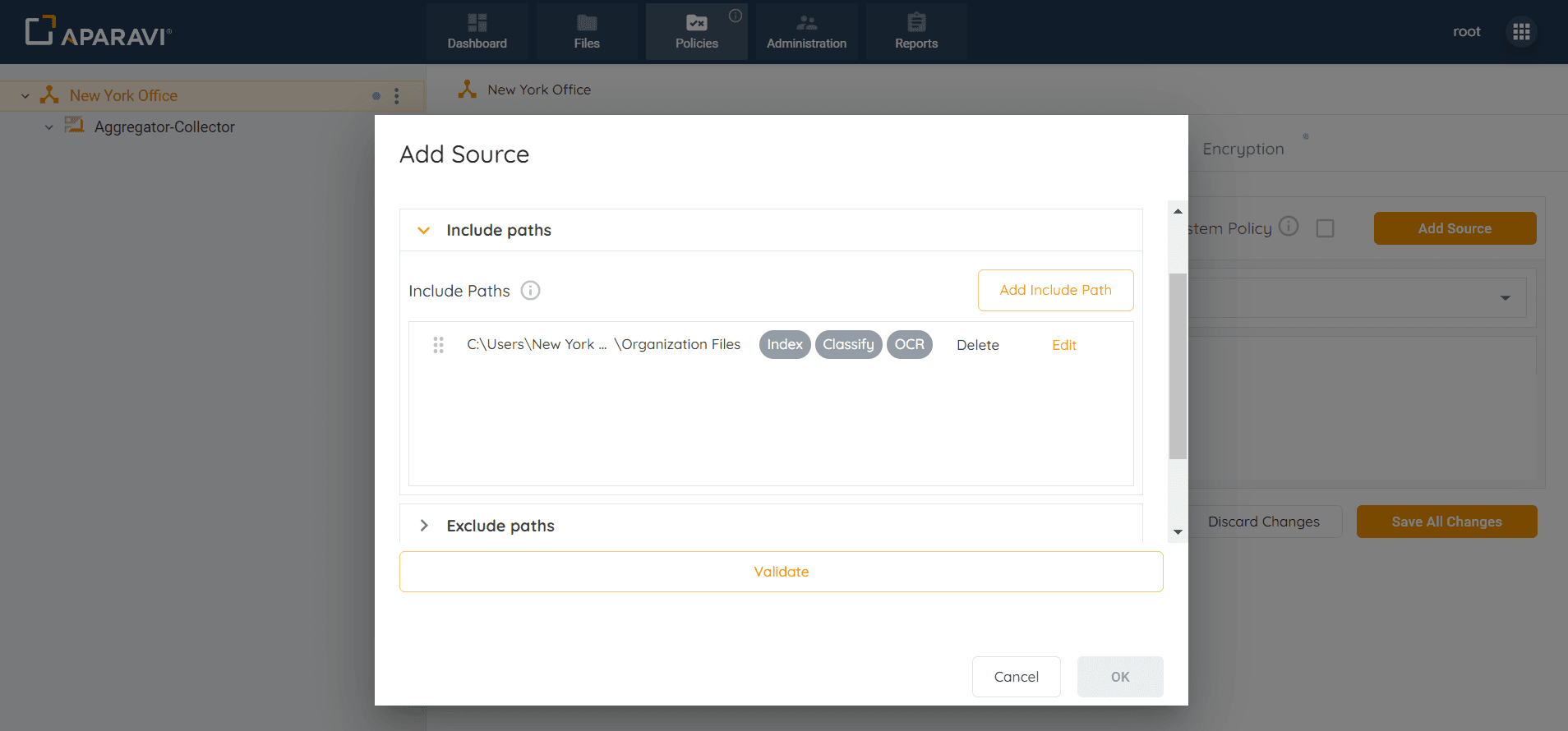 In addition to configuring include paths, an optional step is to enter the exclude path within th...