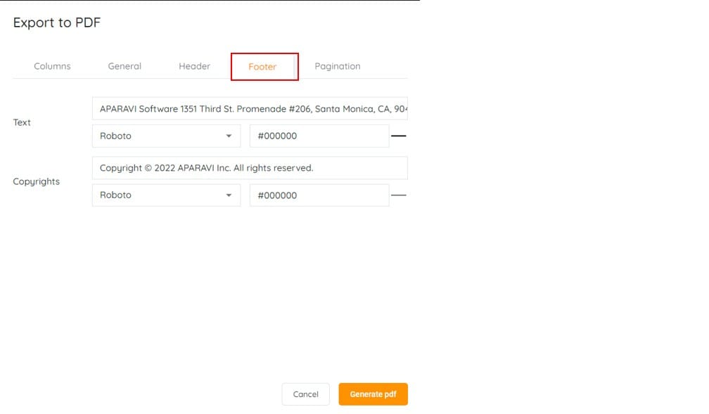 Untitled — APARAVI has the ability to not only display the search results but export the results to a PDF or Excel format for later analysis.
