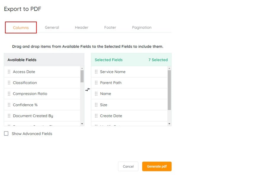 Untitled — APARAVI has the ability to not only display the search results but export the results to a PDF or Excel format for later analysis.