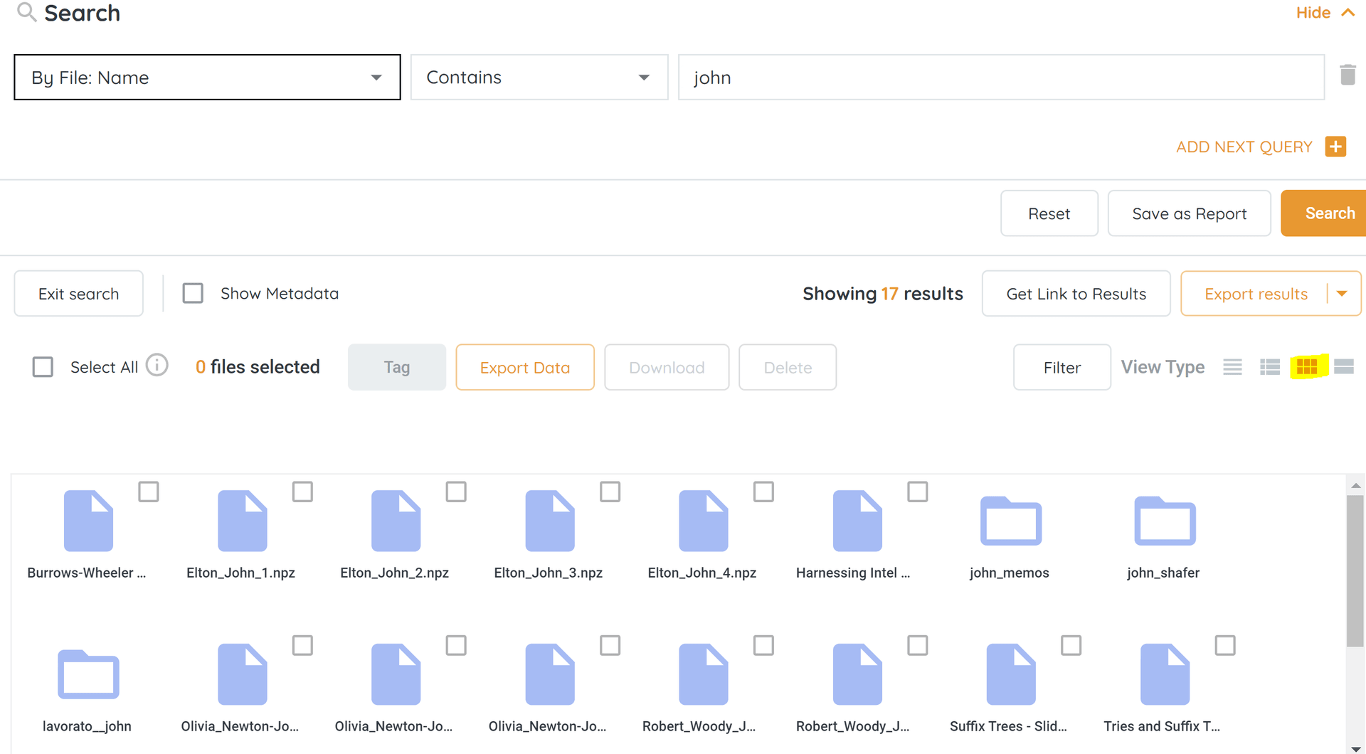 Example of Icons view
