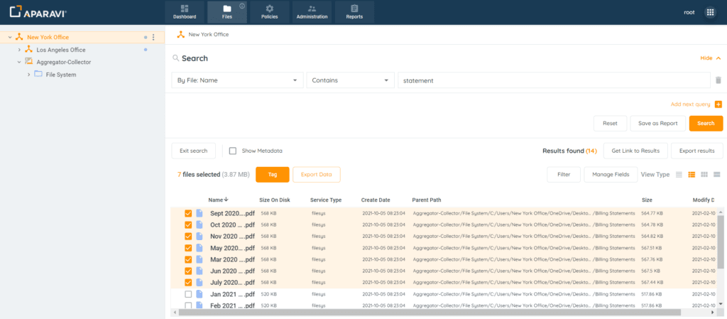 Repeat this process until all files are selected for export